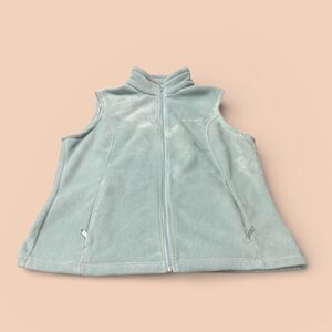 Columbia Benton Springs Fleece Vest Womens XL Blue Soft Warm Hiking Full Zip